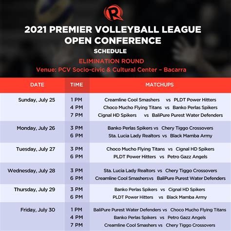 pvl live schedule today|2021 PVL Open Conference Schedule, Results, and .